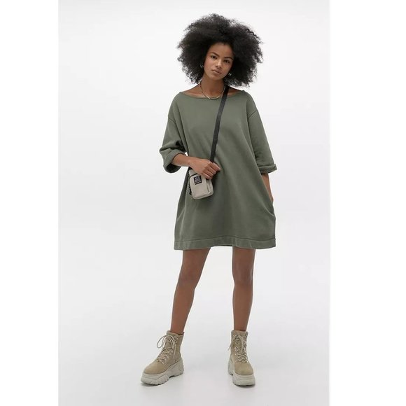 Urban Outfitters Torino Sweatshirt Mini Green Dress Size Small - Picture 2 of 10